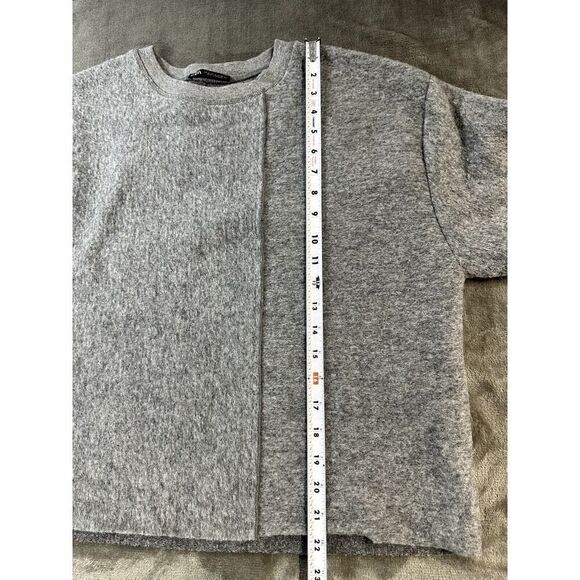 Zara Medium Knit Sweater Women Medium Wool Blend Fringe Long Sleeve gray Medium - Picture 6 of 10